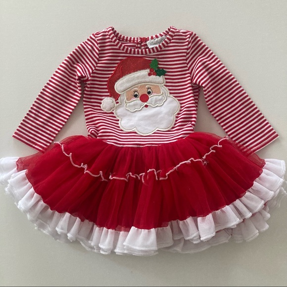 Baby Girl 18 Months Santa Holiday Christmas Outfit Tutu Top Set Red - Picture 7 of 7